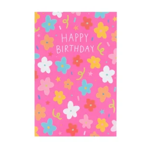 Pink Floral Birthday Card